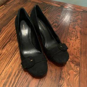 Banana Republic Black Suede Buckle Pumps (Size 6)